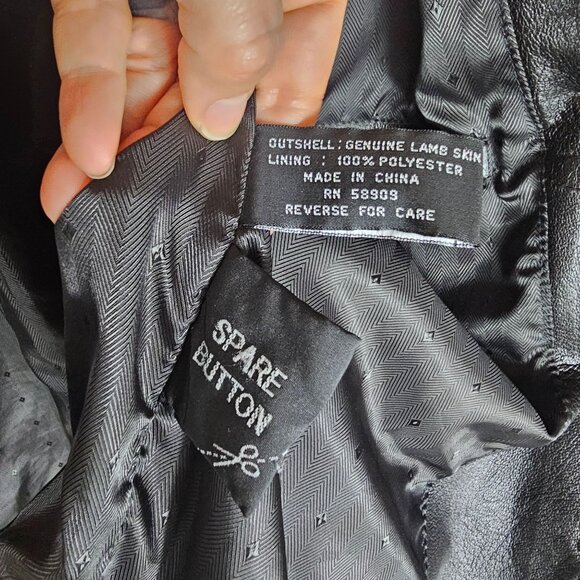 Roundtree & Yorke Black Lambskin Leather Blazer Jacket L Grunge Goth Mob Classic - Picture 8 of 12